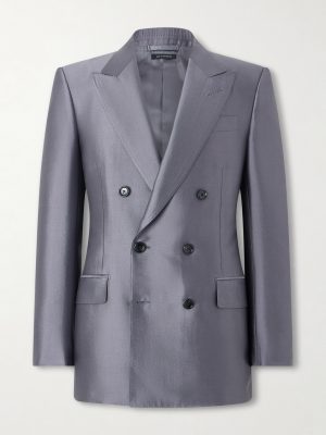 Double-Breasted Silk Blazer Double-Breasted Silk Blazer