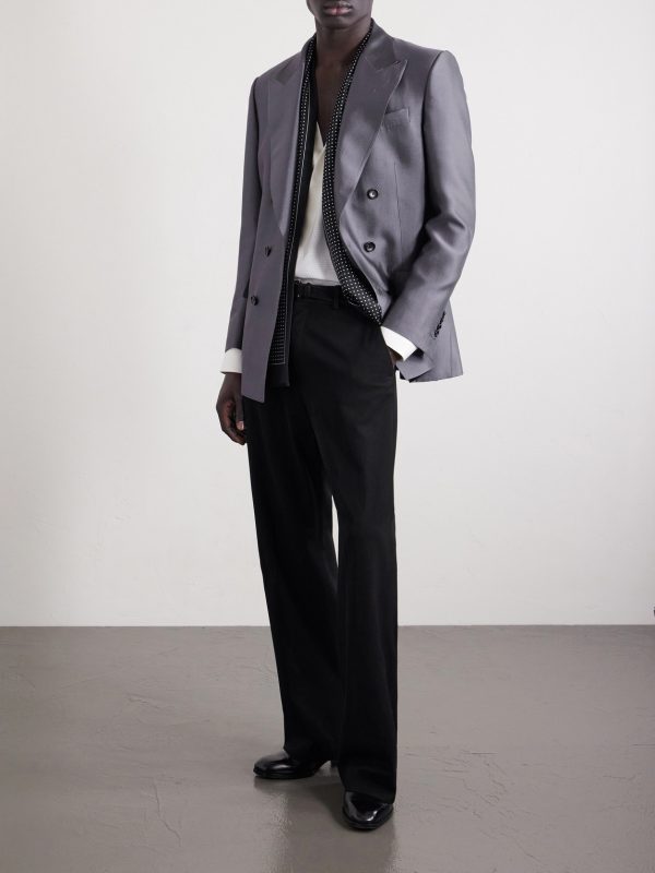 Double-Breasted Silk Blazer - OU Double-Breasted Silk Blazer - OU