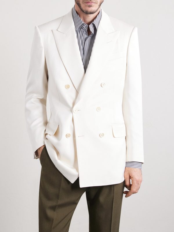 Double-Breasted Silk-Gabardine Blazer - FR Double-Breasted Silk-Gabardine Blazer - FR