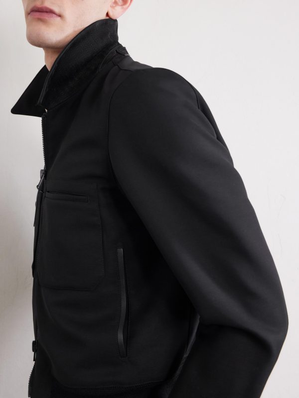 Leather-Trimmed Wool and Silk-Blend Jacket - CU Leather-Trimmed Wool and Silk-Blend Jacket - CU