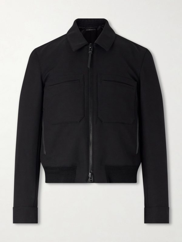 Leather-Trimmed Wool and Silk-Blend Jacket Leather-Trimmed Wool and Silk-Blend Jacket