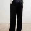 Straight-Leg Pleated Satin Trousers - BK