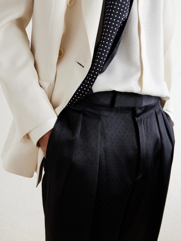 Straight-Leg Pleated Satin Trousers - CU