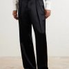 Straight-Leg Pleated Satin Trousers - FR