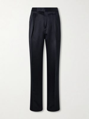 Straight-Leg Pleated Satin Trousers Straight-Leg Pleated Satin Trousers