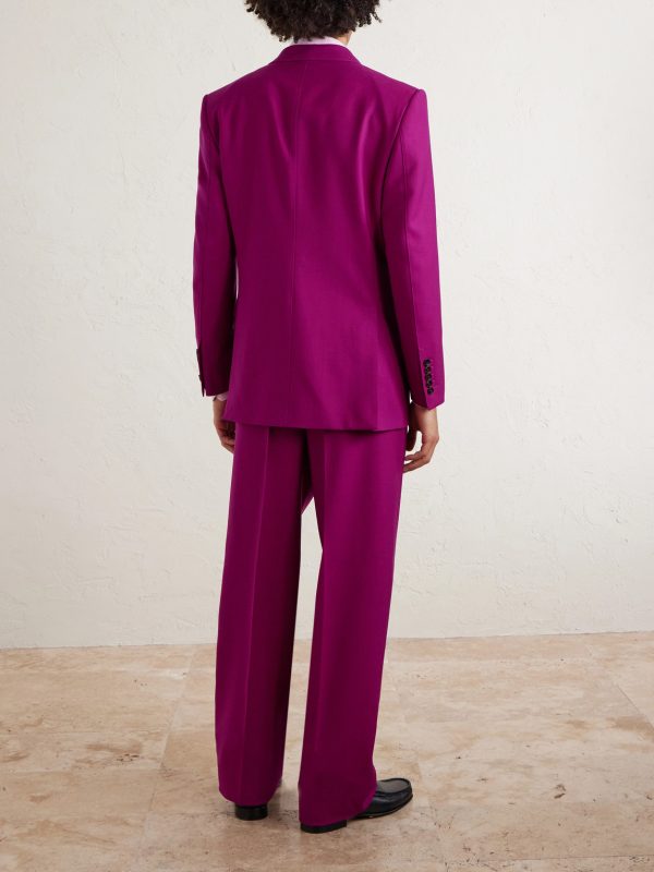 Wide-Leg Wool-Twill Pleated Suit Trousers - BK