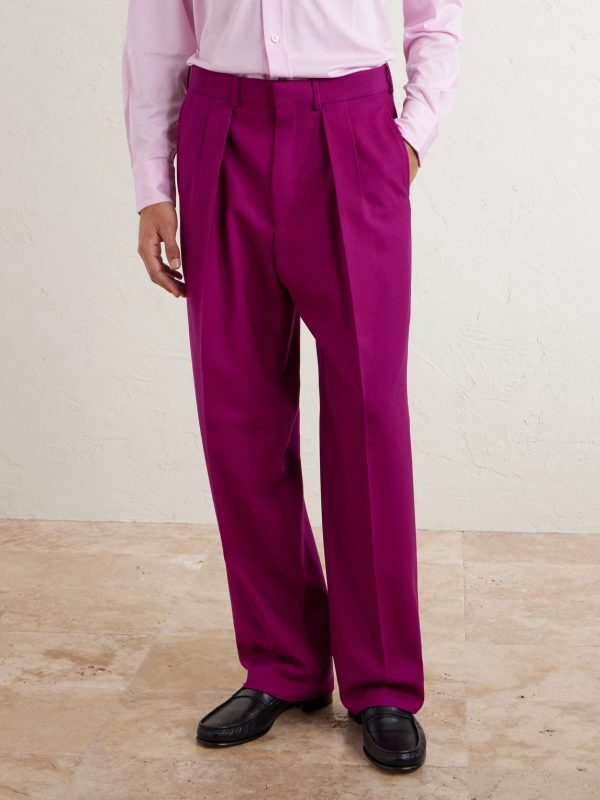 Wide-Leg Wool-Twill Pleated Suit Trousers - FR