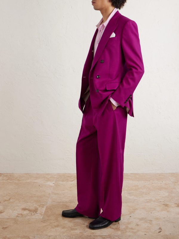 Wide-Leg Wool-Twill Pleated Suit Trousers - OU