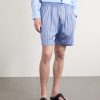 Straight-Leg Striped Silk-Twill Shorts - FR