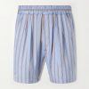 Straight-Leg Striped Silk-Twill Shorts