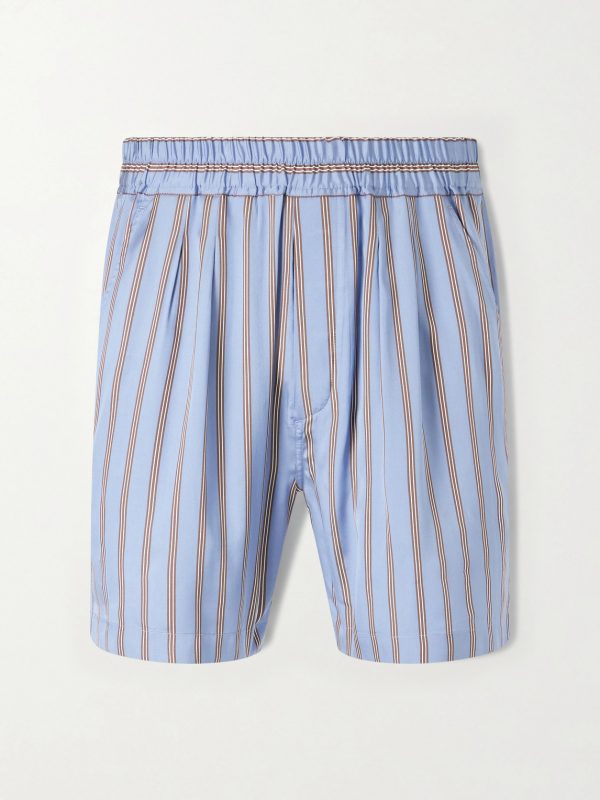 Straight-Leg Striped Silk-Twill Shorts