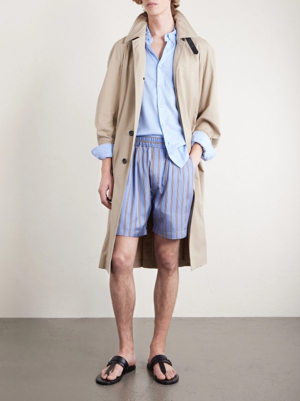 Straight-Leg Striped Silk-Twill Shorts - OU