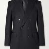 Double-Breasted Pinstriped Wool Suit Jacket Double-Breasted Pinstriped Wool Suit Jacket