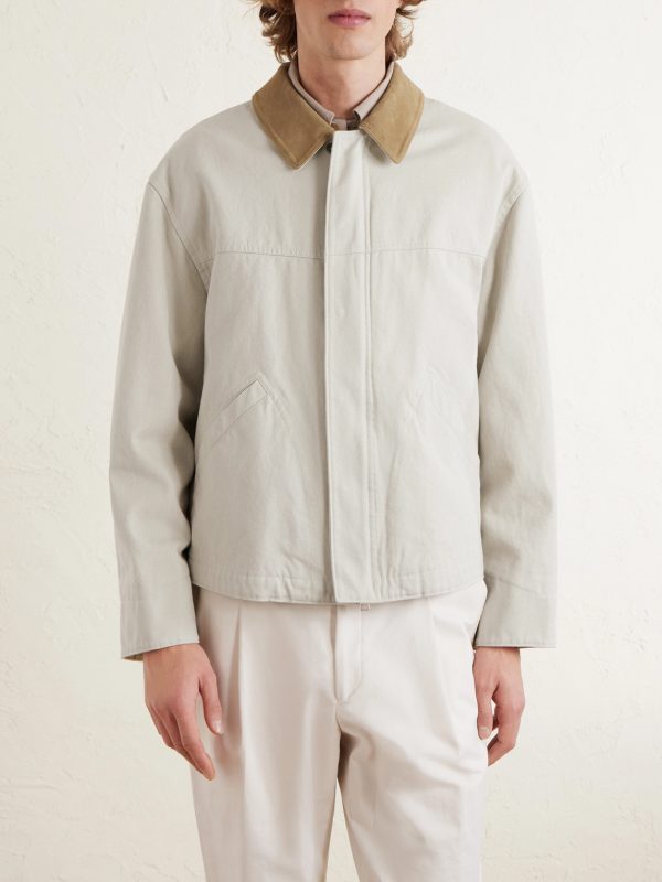 Suede-Trimmed Cotton-Canvas Field Jacket - FR