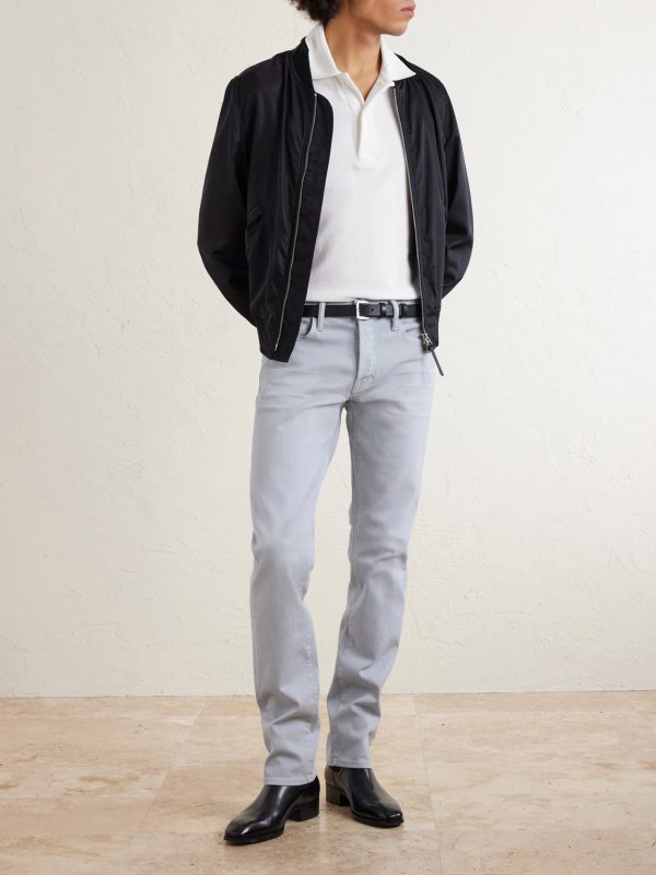 Slim-Fit Straight-Leg Cotton-Blend Trousers - OU Slim-Fit Straight-Leg Cotton-Blend Trousers - OU