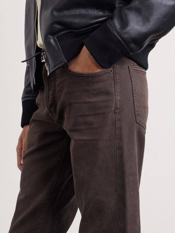 Slim-Fit Cotton-Blend Corduroy Trousers - E1 Slim-Fit Cotton-Blend Corduroy Trousers - E1