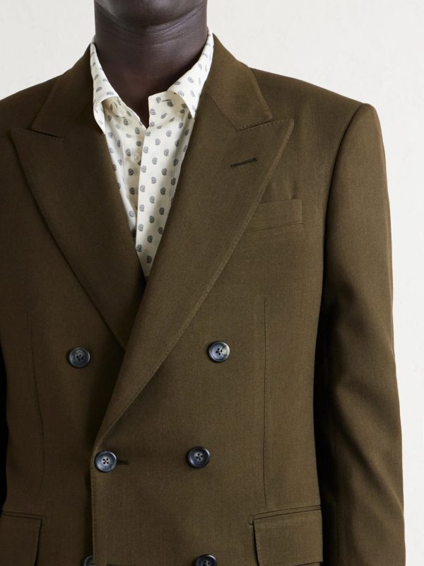 Slim-Fit Double-Breasted Wool, Cashmere and Silk-Blend Blazer - E2 Slim-Fit Double-Breasted Wool, Cashmere and Silk-Blend Blazer - E2