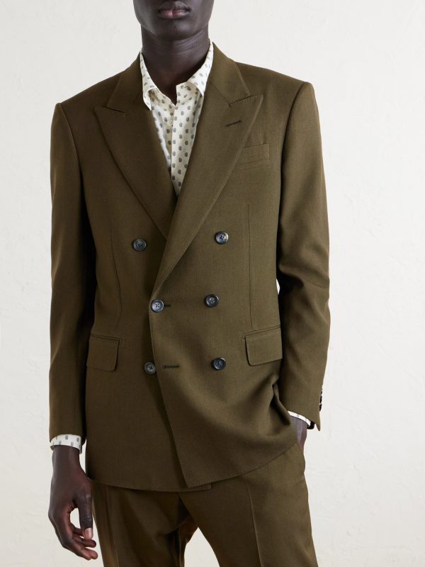 Slim-Fit Double-Breasted Wool, Cashmere and Silk-Blend Blazer - FR Slim-Fit Double-Breasted Wool, Cashmere and Silk-Blend Blazer - FR