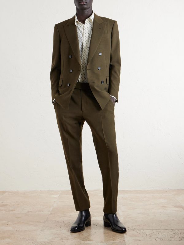 Slim-Fit Double-Breasted Wool, Cashmere and Silk-Blend Blazer - OU Slim-Fit Double-Breasted Wool, Cashmere and Silk-Blend Blazer - OU