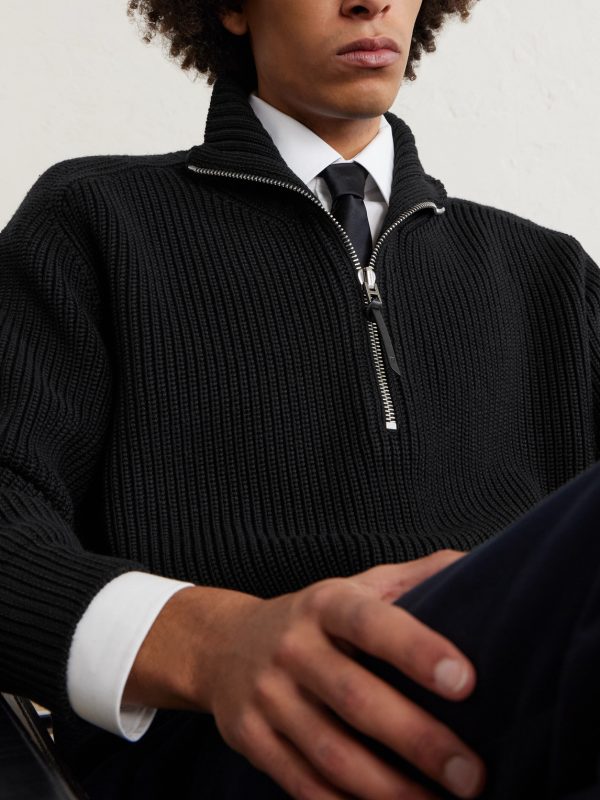 Ribbed Merino Wool Half-Zip Sweater - CU Ribbed Merino Wool Half-Zip Sweater - CU