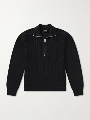 Ribbed Merino Wool Half-Zip Sweater
