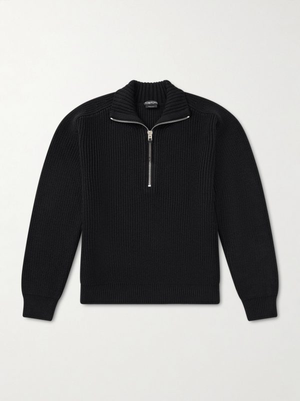 Ribbed Merino Wool Half-Zip Sweater Ribbed Merino Wool Half-Zip Sweater