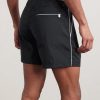 Straight-Leg Mid-Length Piped Swim Shorts - BK Straight-Leg Mid-Length Piped Swim Shorts - BK