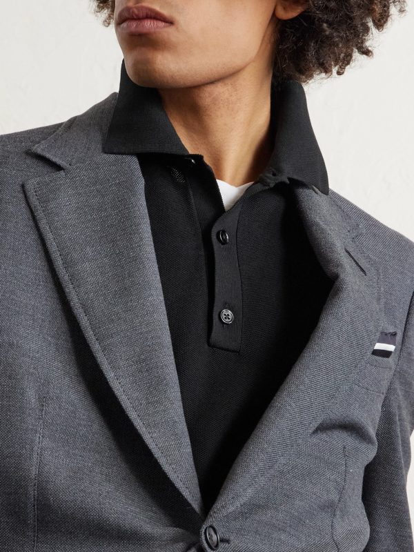 Silk and Cotton-Blend Piqué Polo Shirt - CU Silk and Cotton-Blend Piqué Polo Shirt - CU