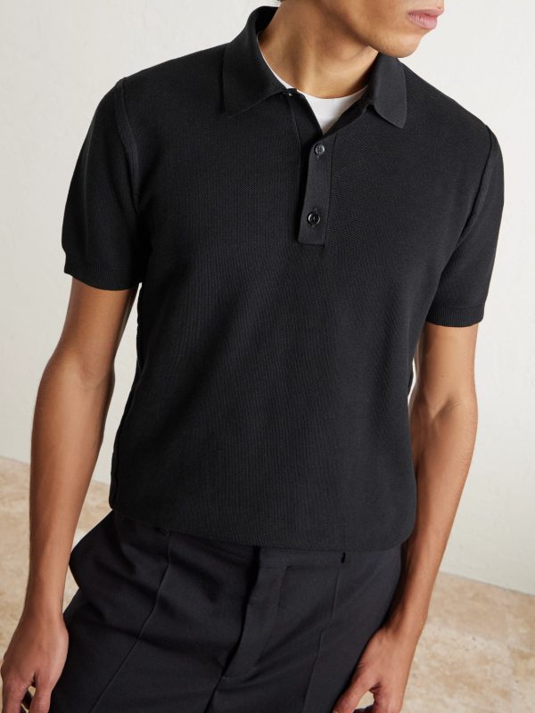 Silk and Cotton-Blend Piqué Polo Shirt - FR Silk and Cotton-Blend Piqué Polo Shirt - FR