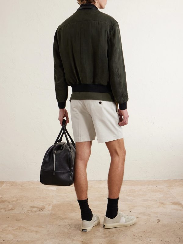 Straight-Leg Brushed Cotton-Drill Shorts - BK