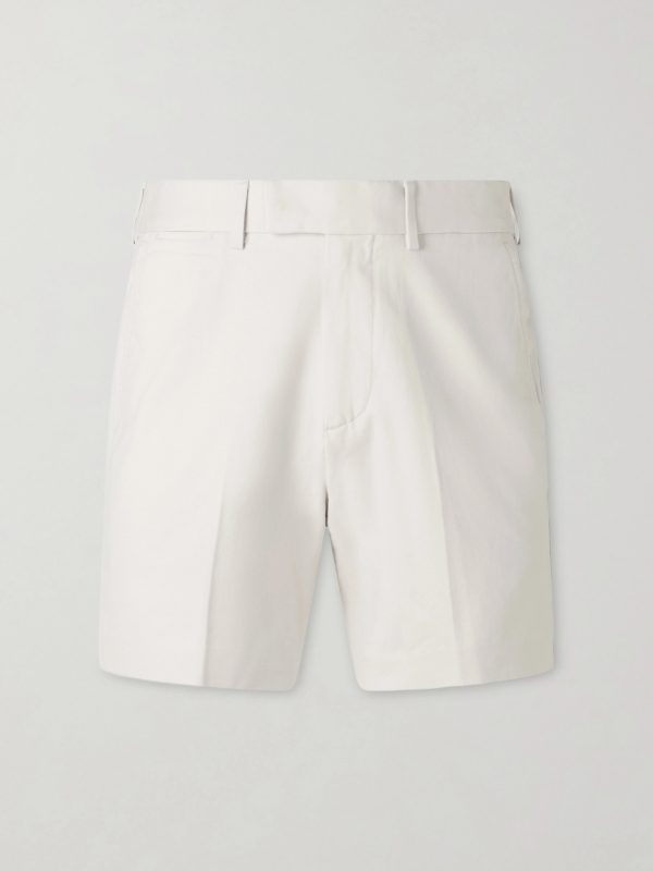 Straight-Leg Brushed Cotton-Drill Shorts