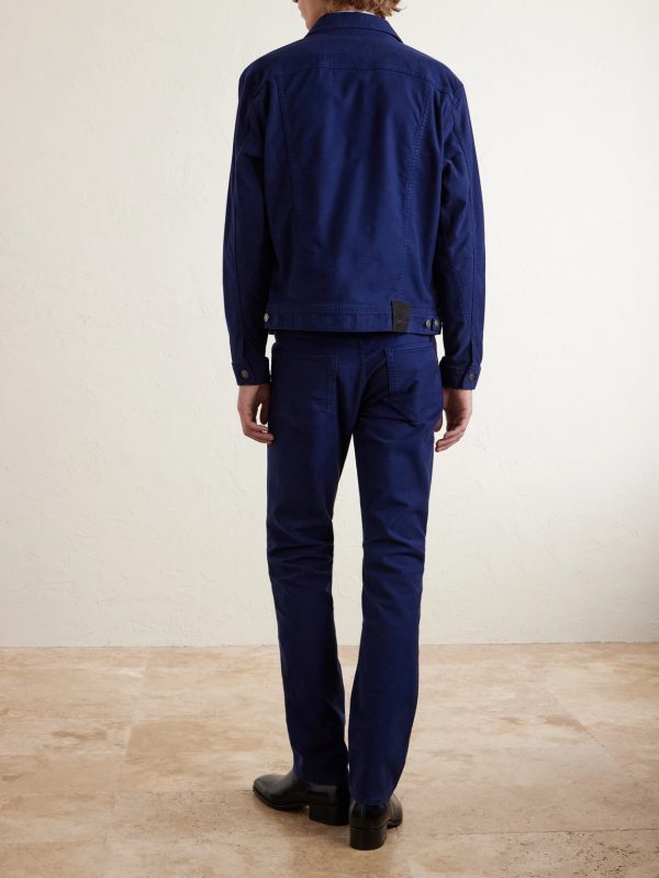 Slim-Fit Cotton-Blend Moleskin Trousers - BK