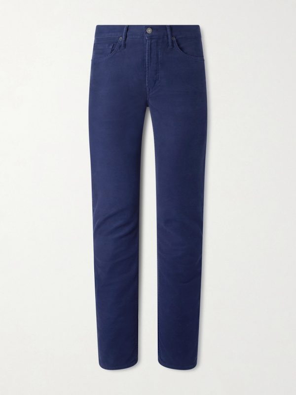 Slim-Fit Cotton-Blend Moleskin Trousers