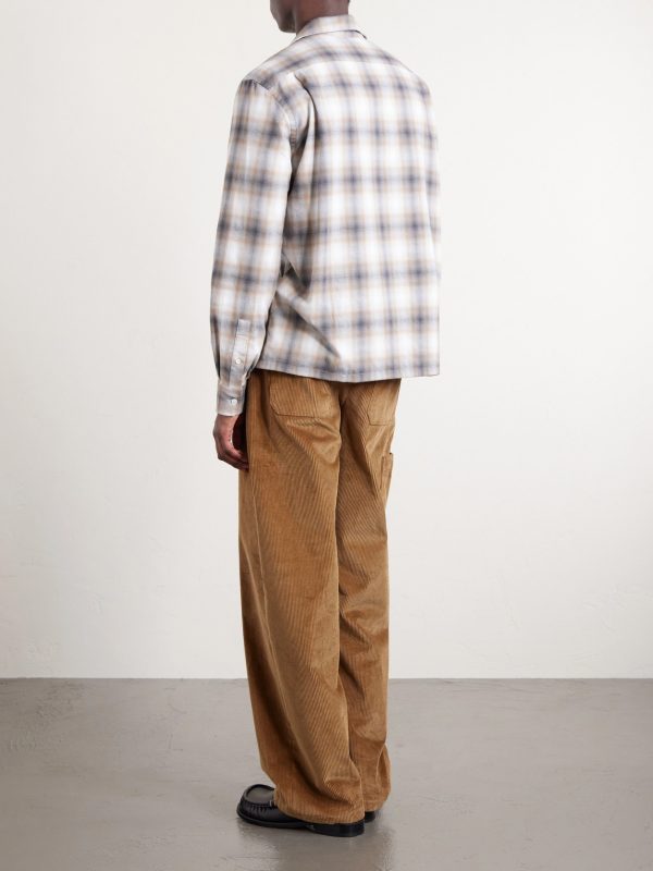 Convertible-Collar Checked Cotton-Flannel Shirt - BK