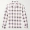 Convertible-Collar Checked Cotton-Flannel Shirt
