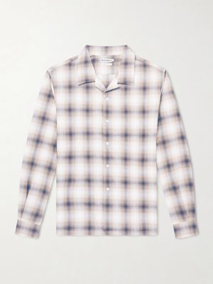 Convertible-Collar Checked Cotton-Flannel Shirt Convertible-Collar Checked Cotton-Flannel Shirt
