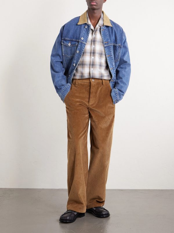 Convertible-Collar Checked Cotton-Flannel Shirt - OU