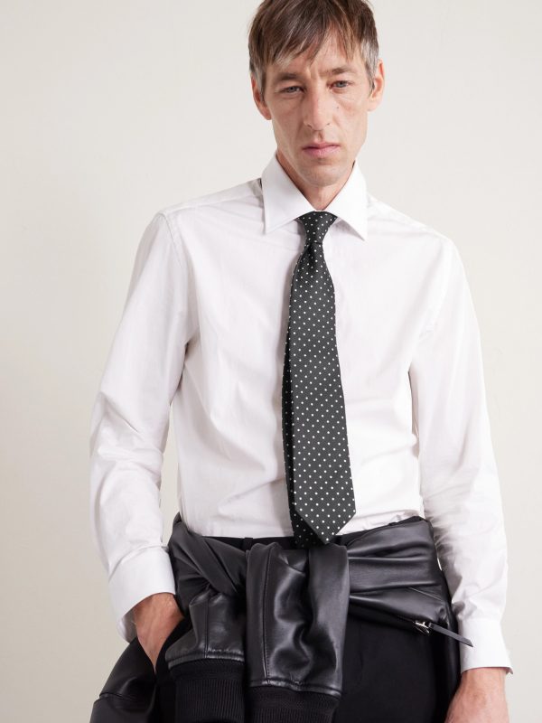 8cm Polka-Dot Embroidered Silk Tie - CU 8cm Polka-Dot Embroidered Silk Tie - CU