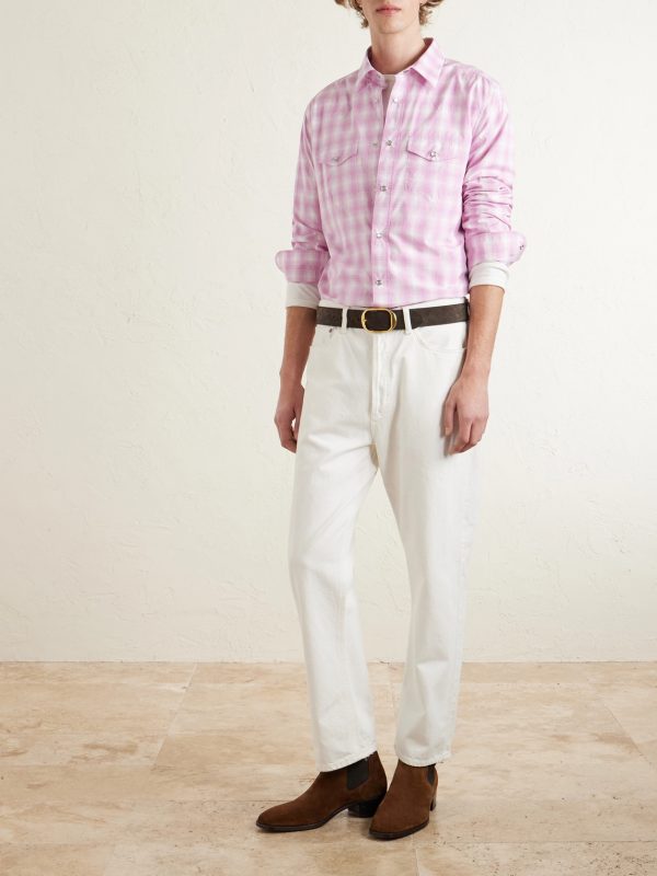 Checked Cotton-Poplin Shirt - OU Checked Cotton-Poplin Shirt - OU
