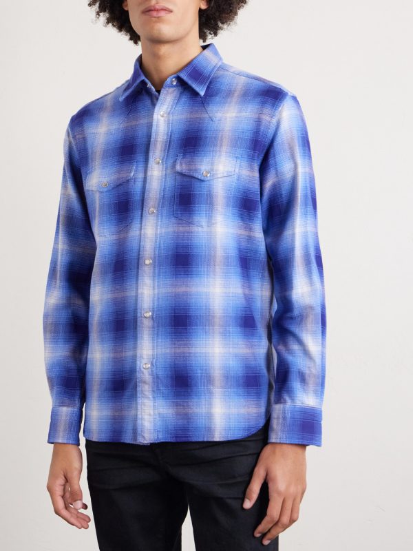 Slim-Fit Checked Cotton-Flannel Shirt - FR Slim-Fit Checked Cotton-Flannel Shirt - FR