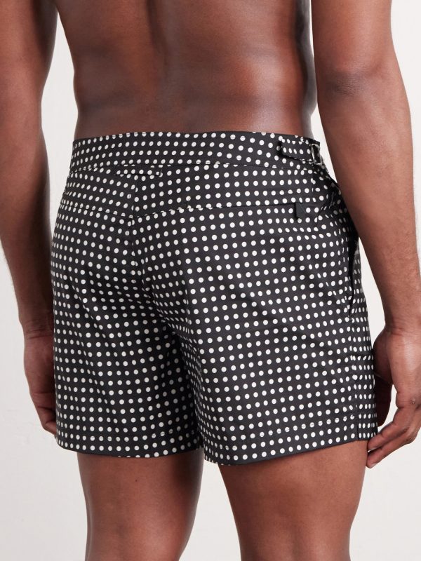 Straight-Leg Short-Length Polka-Dot Swim Shorts - BK Straight-Leg Short-Length Polka-Dot Swim Shorts - BK