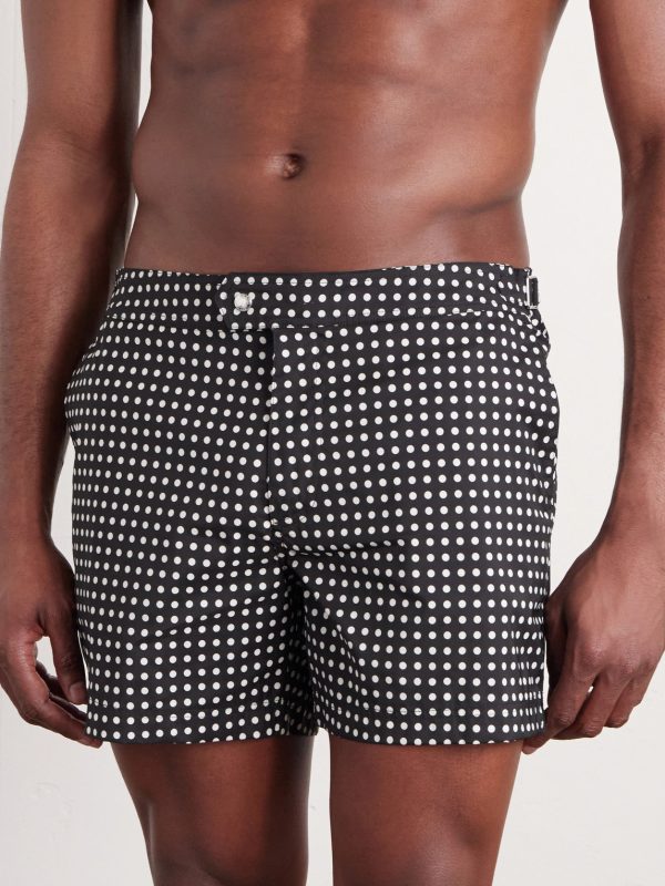 Straight-Leg Short-Length Polka-Dot Swim Shorts - FR Straight-Leg Short-Length Polka-Dot Swim Shorts - FR
