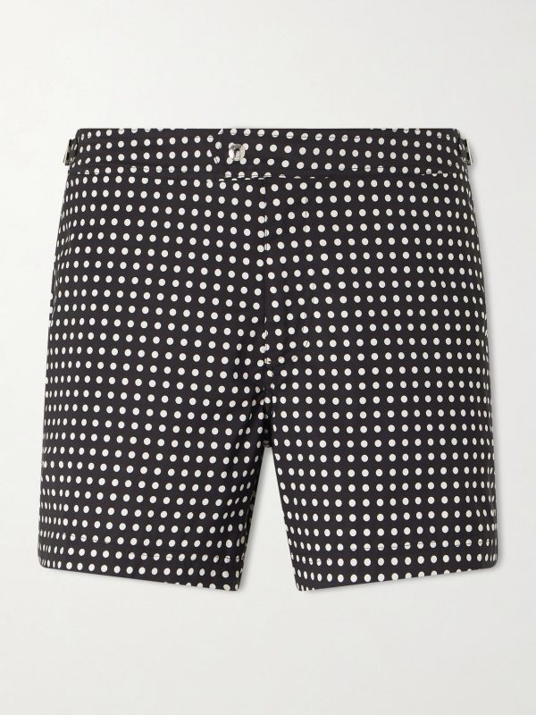Straight-Leg Short-Length Polka-Dot Swim Shorts Straight-Leg Short-Length Polka-Dot Swim Shorts