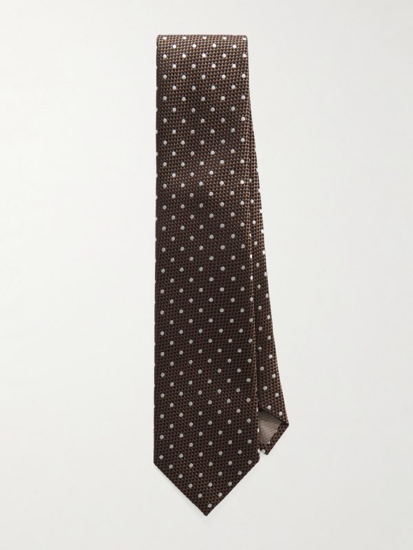 8cm Embroidered Polka-Dot Silk-Jacquard Tie
