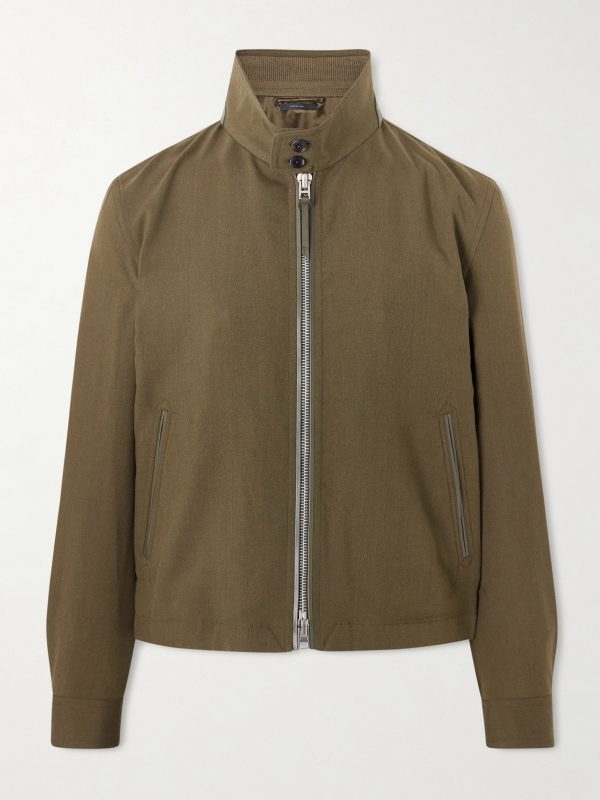 Leather-Trimmed Virgin Wool, Cashmere and Silk-Blend Canvas Jacket Leather-Trimmed Virgin Wool, Cashmere and Silk-Blend Canvas Jacket