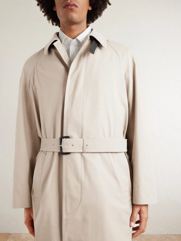 Belted Leather-Trimmed Cotton and Silk-Blend Gabardine Trench Coat - CU Belted Leather-Trimmed Cotton and Silk-Blend Gabardine Trench Coat - CU