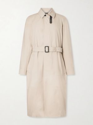 Belted Leather-Trimmed Cotton and Silk-Blend Gabardine Trench Coat Belted Leather-Trimmed Cotton and Silk-Blend Gabardine Trench Coat