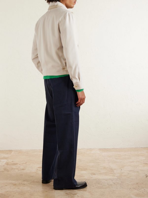 Leather-Trimmed Virgin Wool, Cashmere and Silk-Blend Canvas Jacket - BK