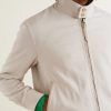 Leather-Trimmed Virgin Wool, Cashmere and Silk-Blend Canvas Jacket - CU