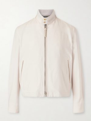 Leather-Trimmed Virgin Wool, Cashmere and Silk-Blend Canvas Jacket Leather-Trimmed Virgin Wool, Cashmere and Silk-Blend Canvas Jacket